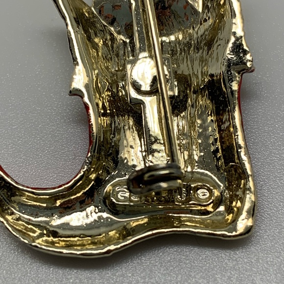 Vintage GERRY’S Red Enamel DOG & STOCKING Pin Brooch~ Christmas Holiday - Picture 6 of 6